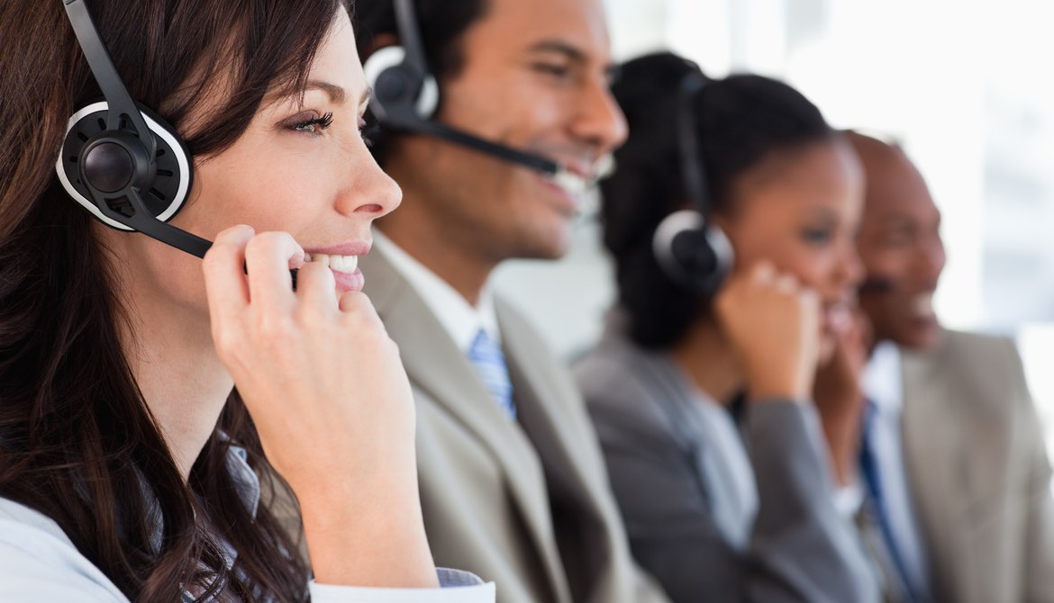 line up of diverse call center workers