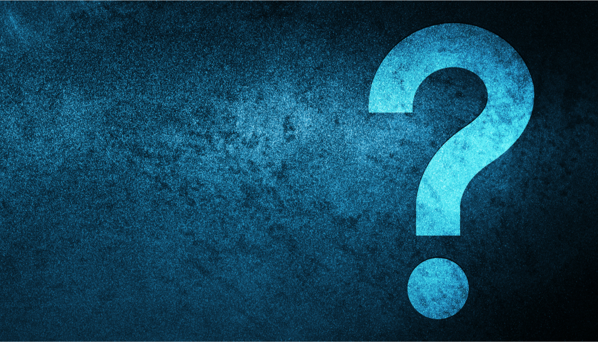 Question mark icon isolated on special blue banner background