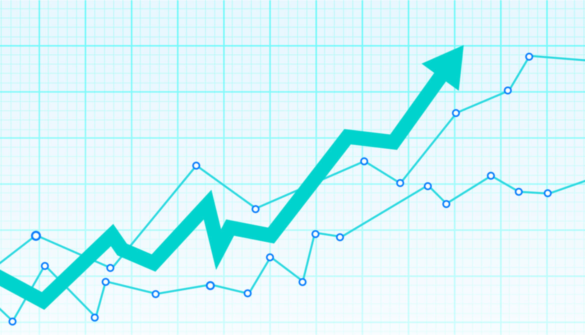 an abstract economic chart with an arrow