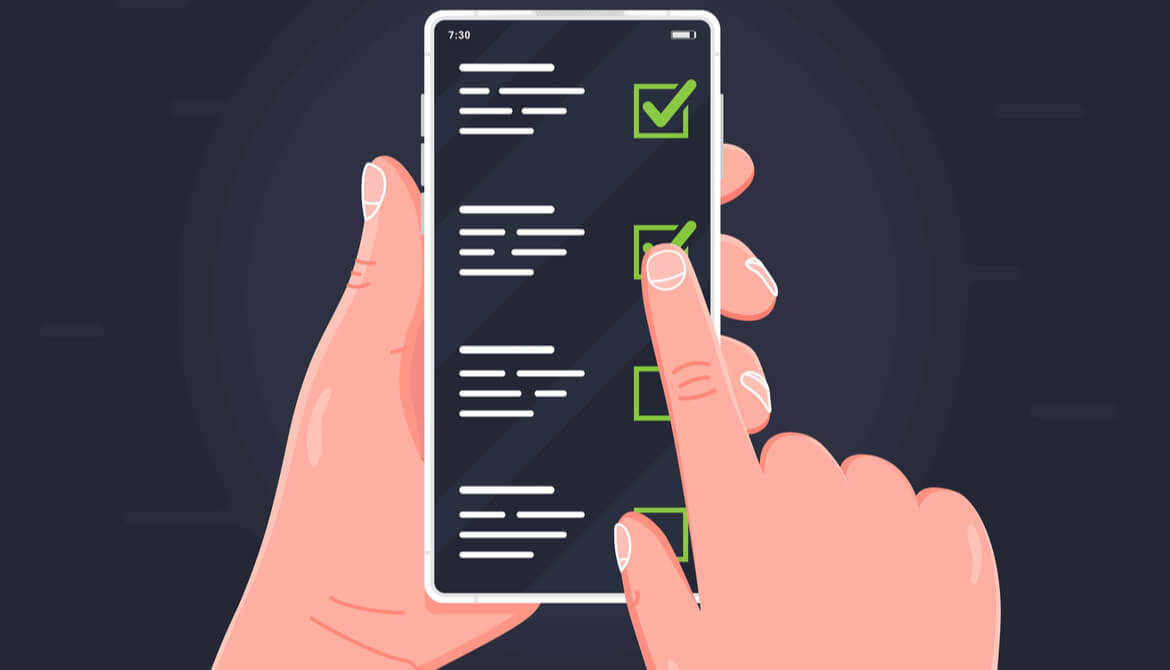 Smartphone with list checkboxes