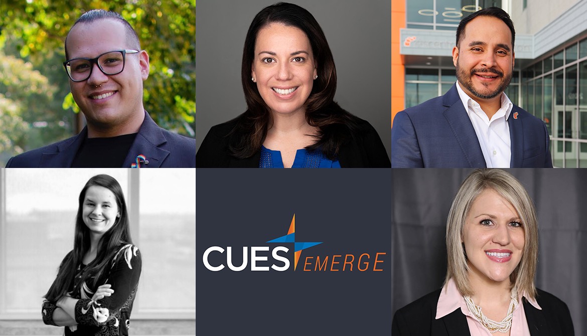 Daniel Marquez Angela Castañeda-Ball Alvaro Macias Jill Huls Lindsey Walker with CUES Emerge logo