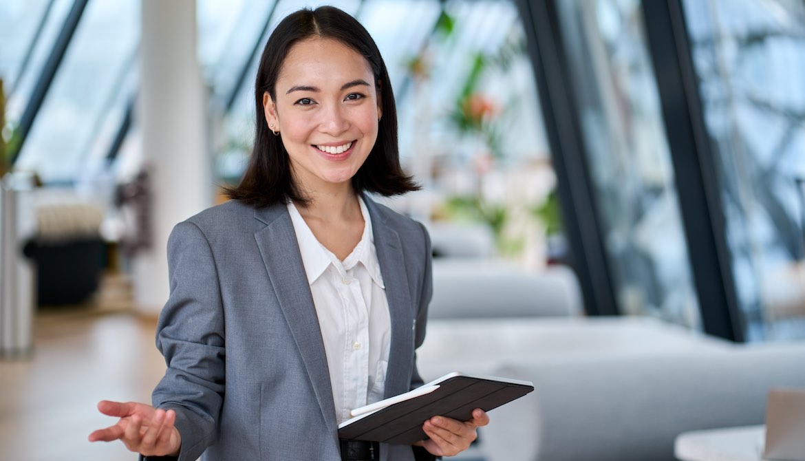 female executive with tablet