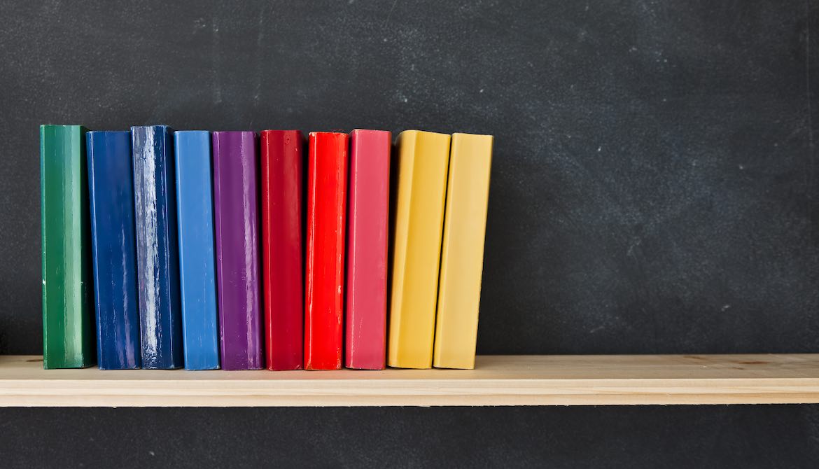 rainbow books shelf