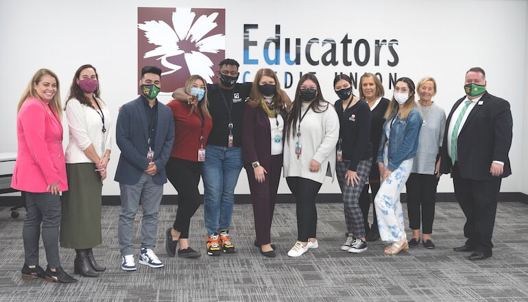 Former Wisconsin Department of Financial Institutions Secretary Kathy Blumenfeld visits Educators to learn about the credit union’s financial education initiatives.