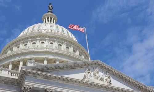 US Capitol Building with flag