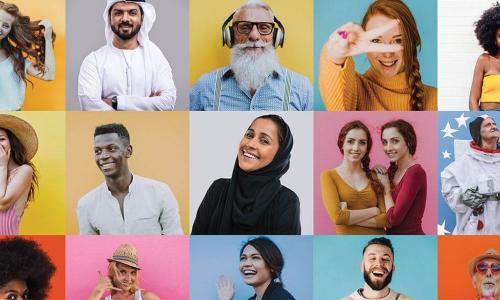 colorful collage of diverse group of people