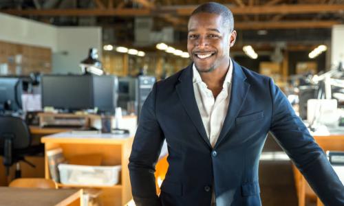 Black CEO in modern office