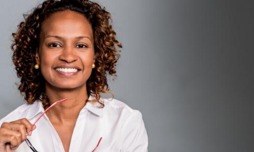 smiling business woman with glasses